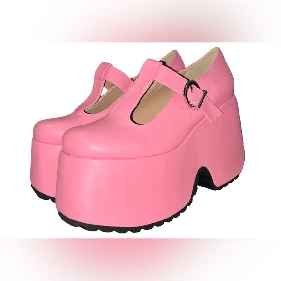 Pink Platform Mary Janes Shoes - Picture 4 of 10